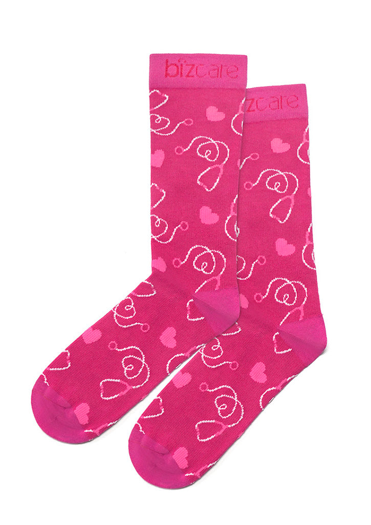 BIZ CARE Unisex Pink Happy Feet Comfort Socks CCS250U