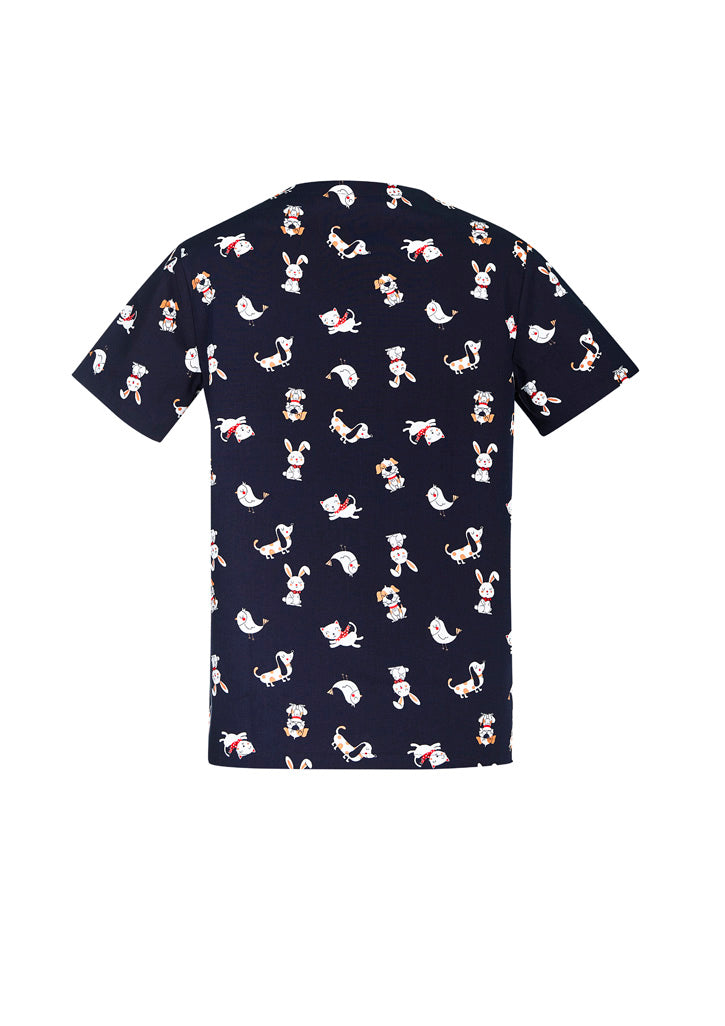 BIZ CARE Mens Printed Best Friends Scrub Top CST147MS