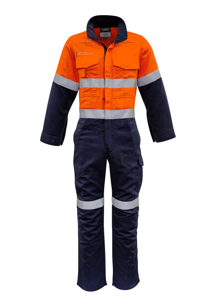 SYZMIK Mens Orange Flame Overall - Hoop Taped ZC525