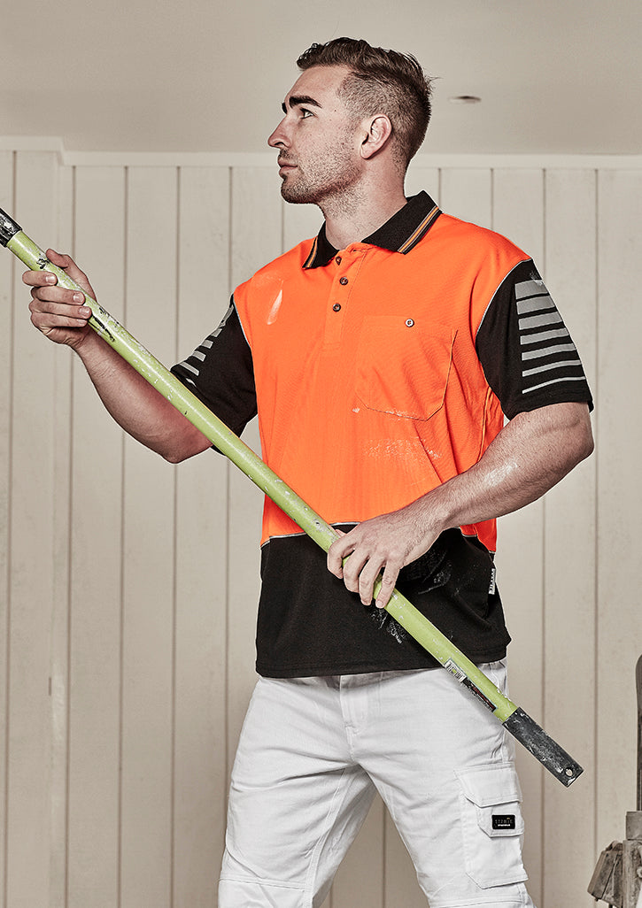 SYZMIK Mens Hi Vis Zone Short Sleeve Polo ZH236