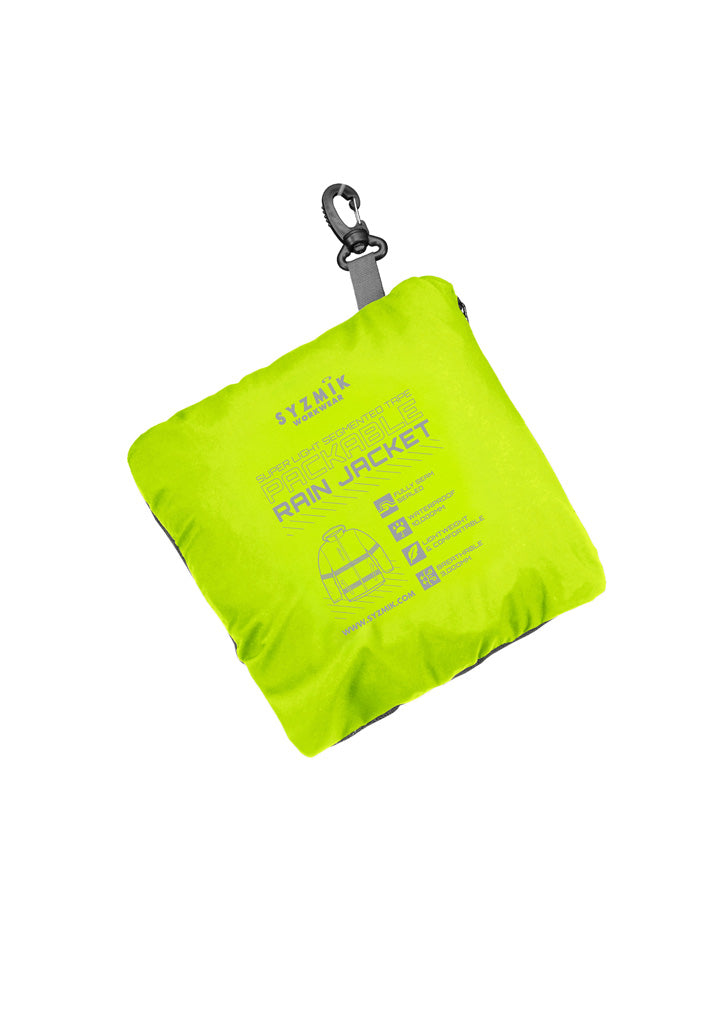 SYZMIK Unisex Super Light Segmented Tape Packable Rain Jacket ZJ560