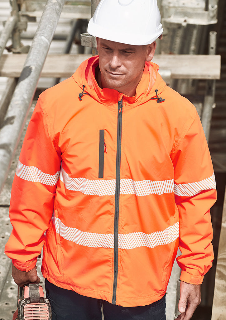 SYZMIK Unisex Super Light Segmented Tape Packable Rain Jacket ZJ560