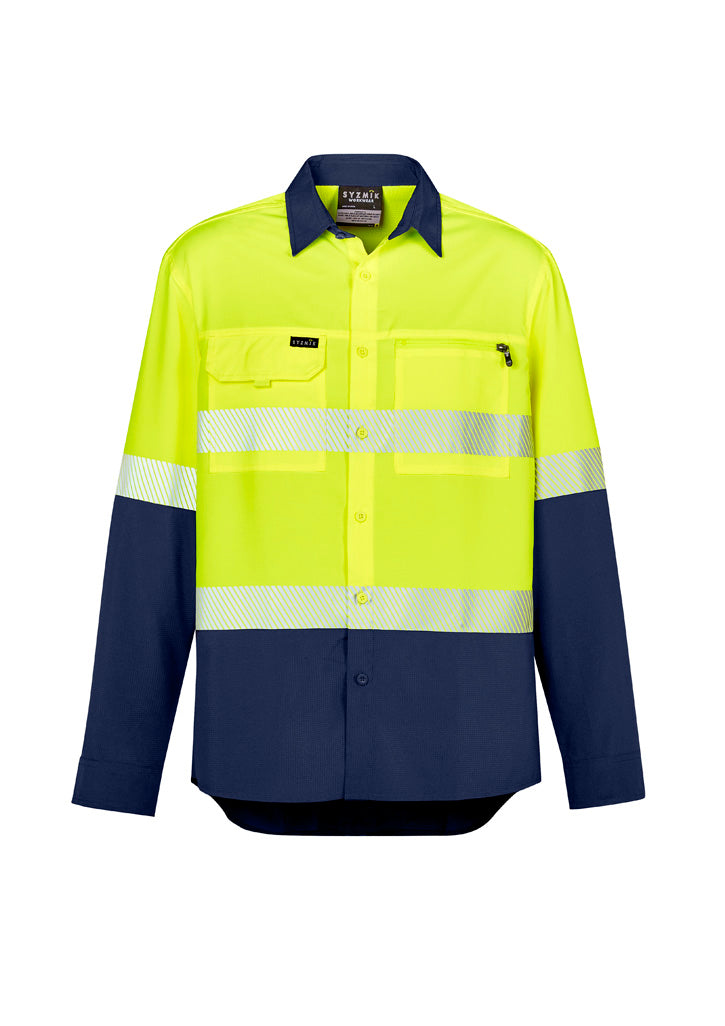 SYZMIK Mens Hi Vis Outdoor Segmented Tape Long Sleeve Shirt ZW470