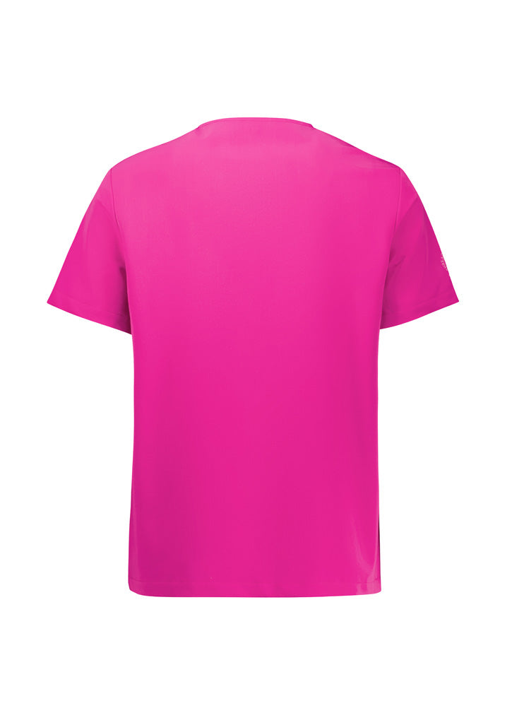 BIZ CARE Womens Pink V-Neck Scrub Top CST245LS