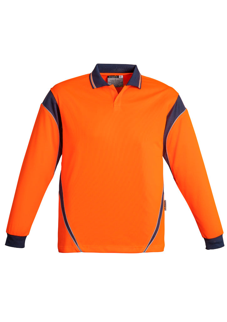 SYZMIK Mens Hi Vis Aztec Long Sleeve Polo ZH249