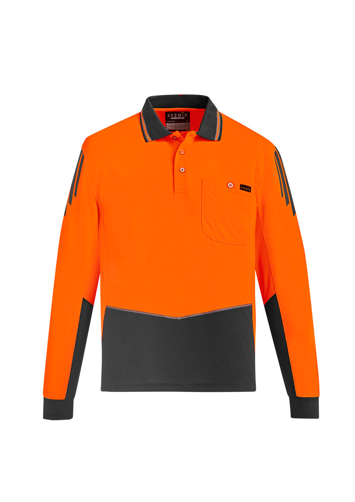 SYZMIK Mens Hi Vis Flux Long Sleeve Polo ZH310