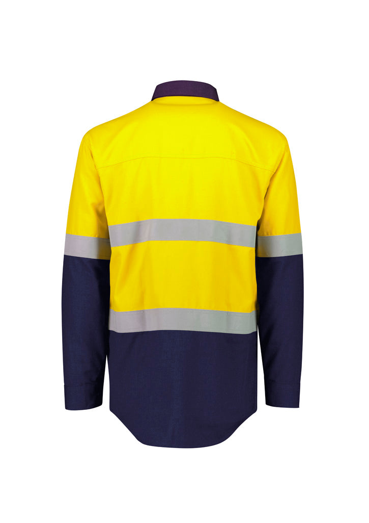 SYZMIK Mens Orange Flame Lightweight Ripstop Shirt - Hoop Taped ZW180