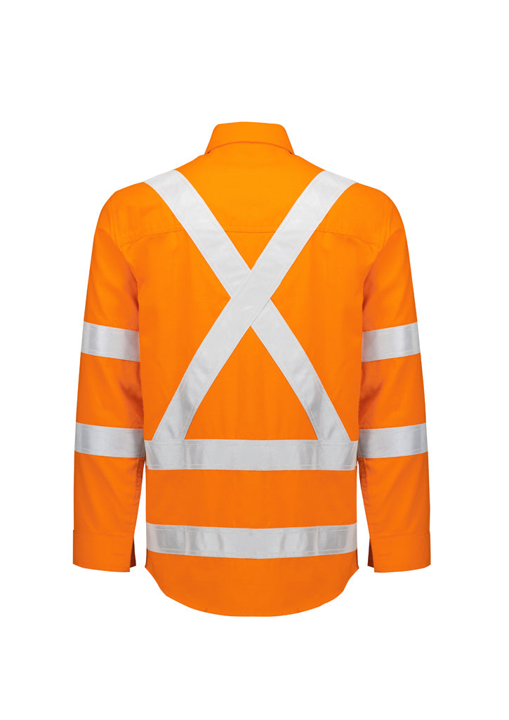 SYZMIK Mens Orange Flame Lightweight Ripstop X Back Taped Shirt ZW187