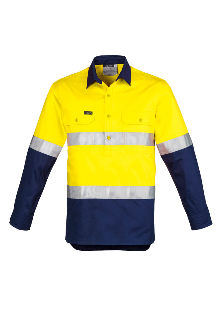 SYZMIK Mens Closed Front Long Sleeve Shirt - Hoop Taped ZW550